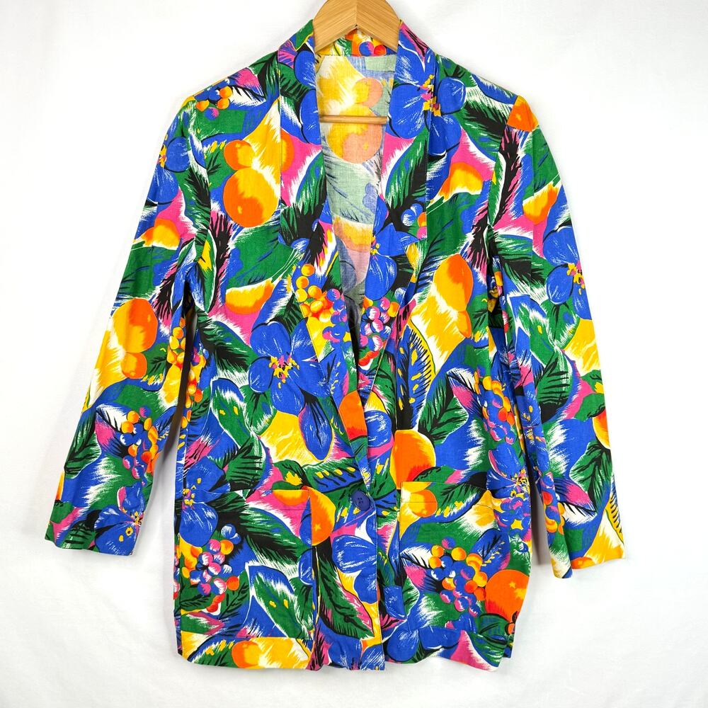 Vintage Happy Legs Funky Colorful Tropical Blazer S